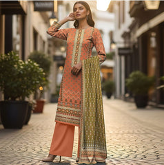 Printed Cotton Khaddar 3 Piece Suit – Elegant Winter Unstitched Collection 🌸
