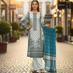 Digital Printed Khaddar 3 Piece Unstitched Suit – Classic Winter Outfit for Women ❄️