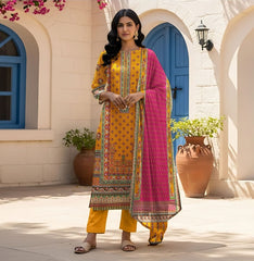 Digital Khaddar 3 Piece Unstitched Suit – Modern Winter Fashion for Women 🌿