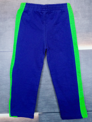 Kids Navy Blue Trouser with Green Side Stripes – Soft Cotton Elastic Waist Pants