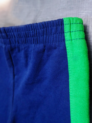 Kids Navy Blue Trouser with Green Side Stripes – Soft Cotton Elastic Waist Pants