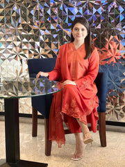 Orange ombre - 3pcs Suit - Brands Kahani