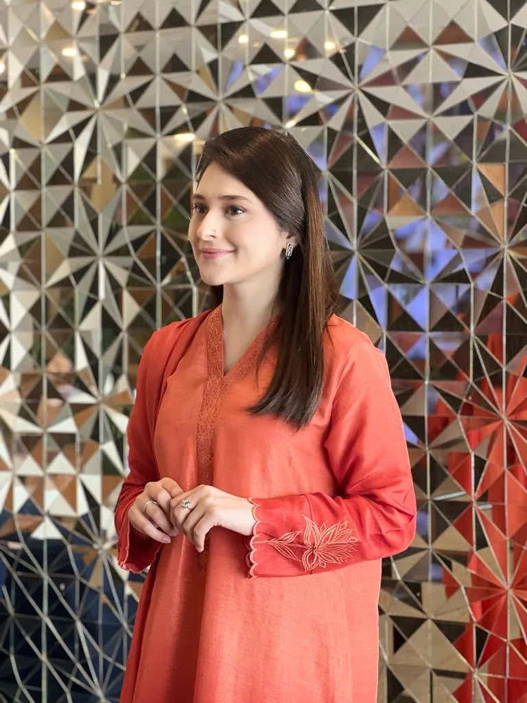 Orange ombre - 3pcs Suit - Brands Kahani