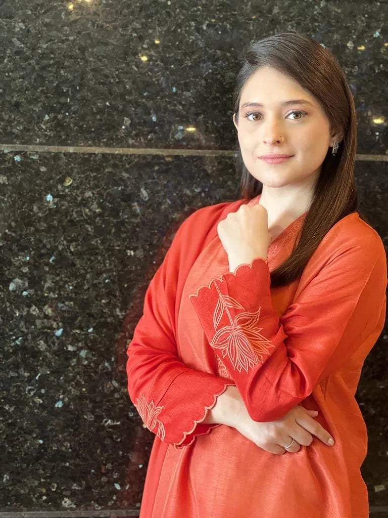 Orange ombre - 3pcs Suit - Brands Kahani