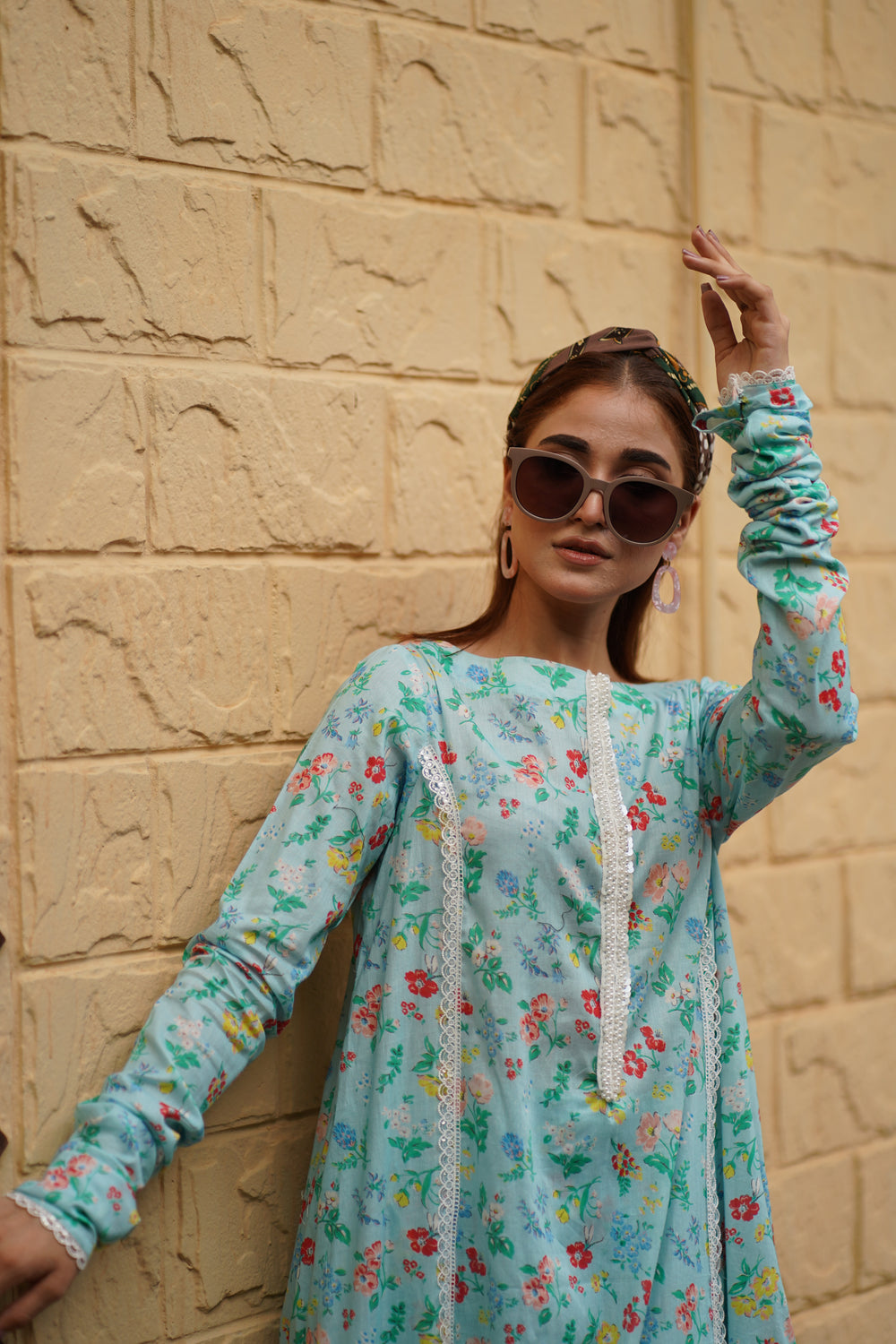 Mint Meadow Floral Dress- unstitched - Brands Kahani