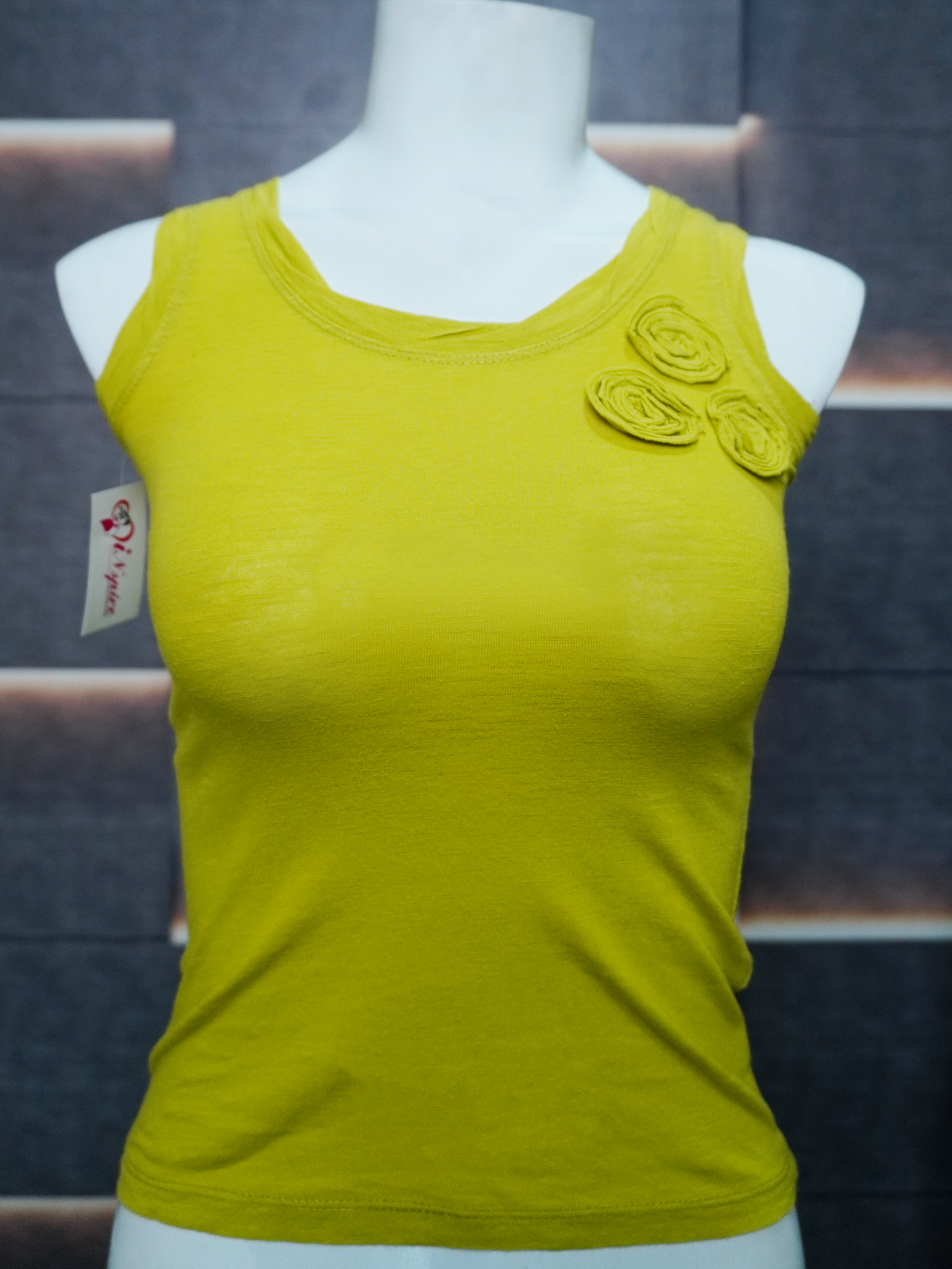 Women’s Solid Sleeveless Camisole – Soft Cotton Tank Top with Floral Shoulder Detail