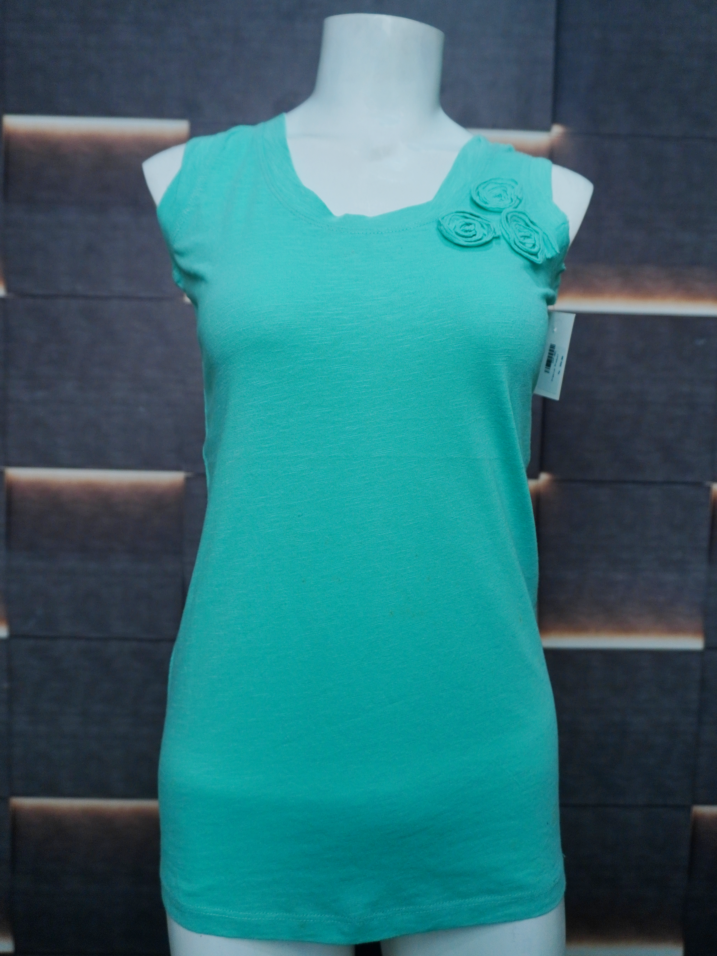 Women’s Solid Sleeveless Camisole – Soft Cotton Tank Top with Floral Shoulder Detail