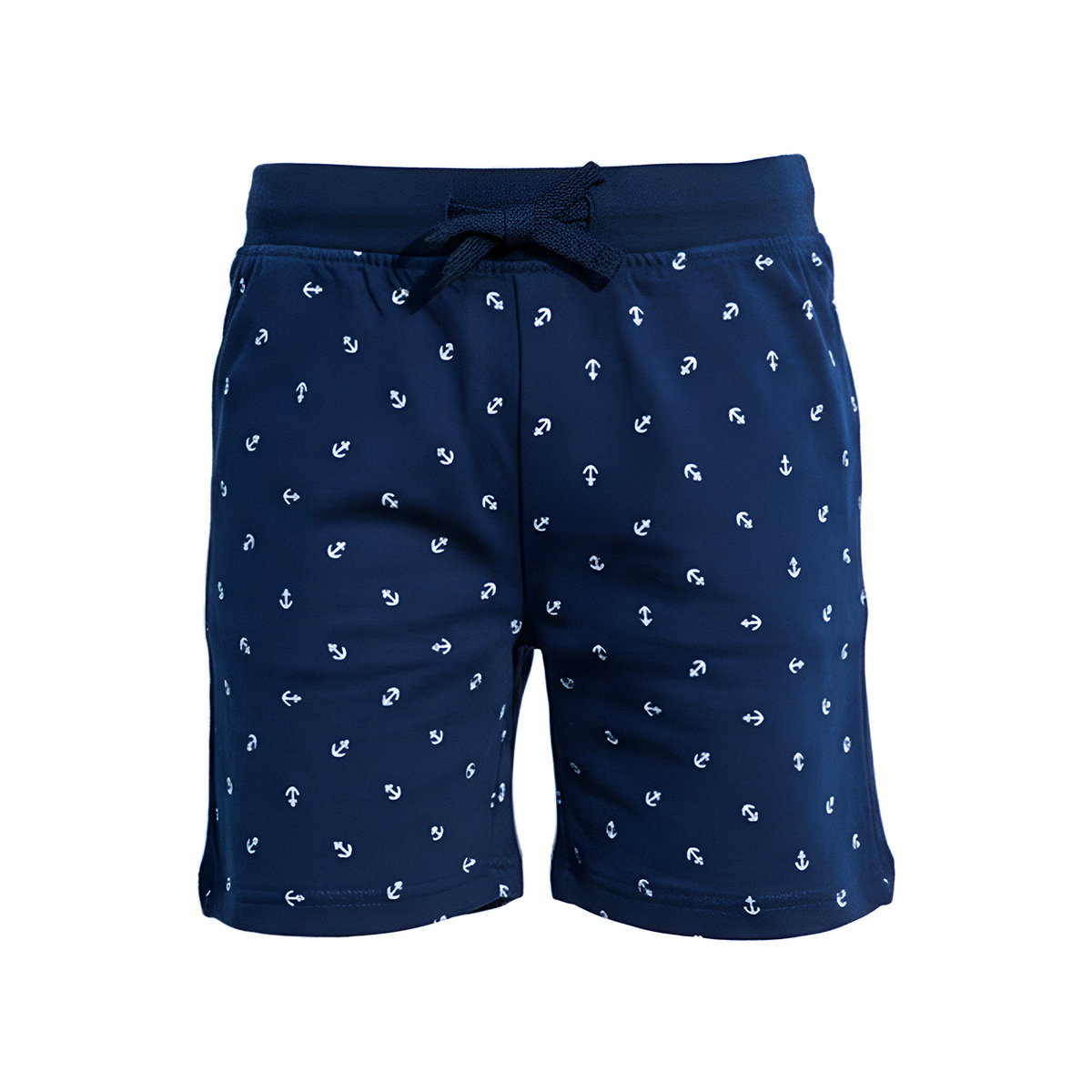 Kids Navy Blue Anchor Printed Cotton Shorts