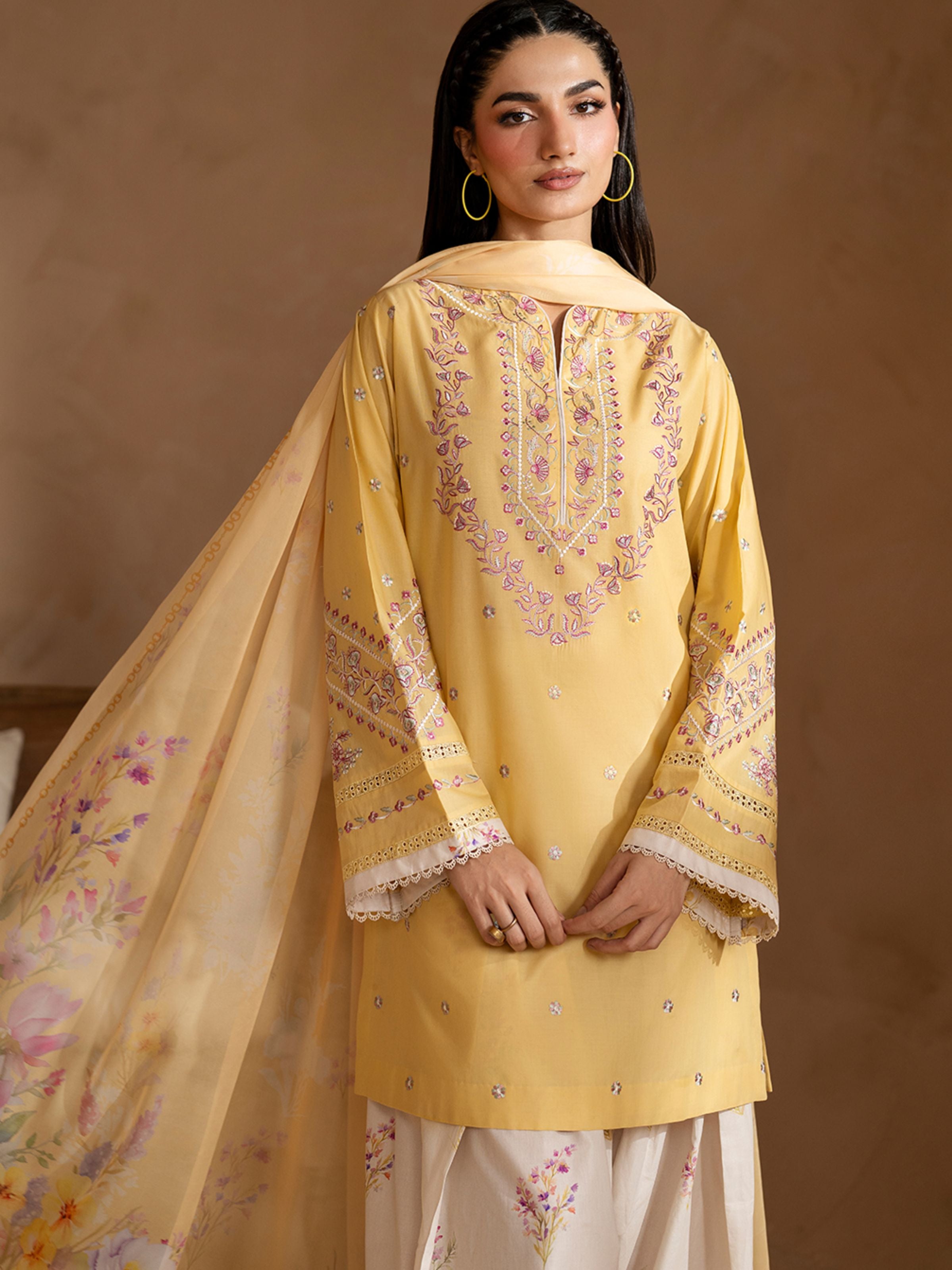 Farshi Mango Light – 3 Piece Suit - Brands Kahani