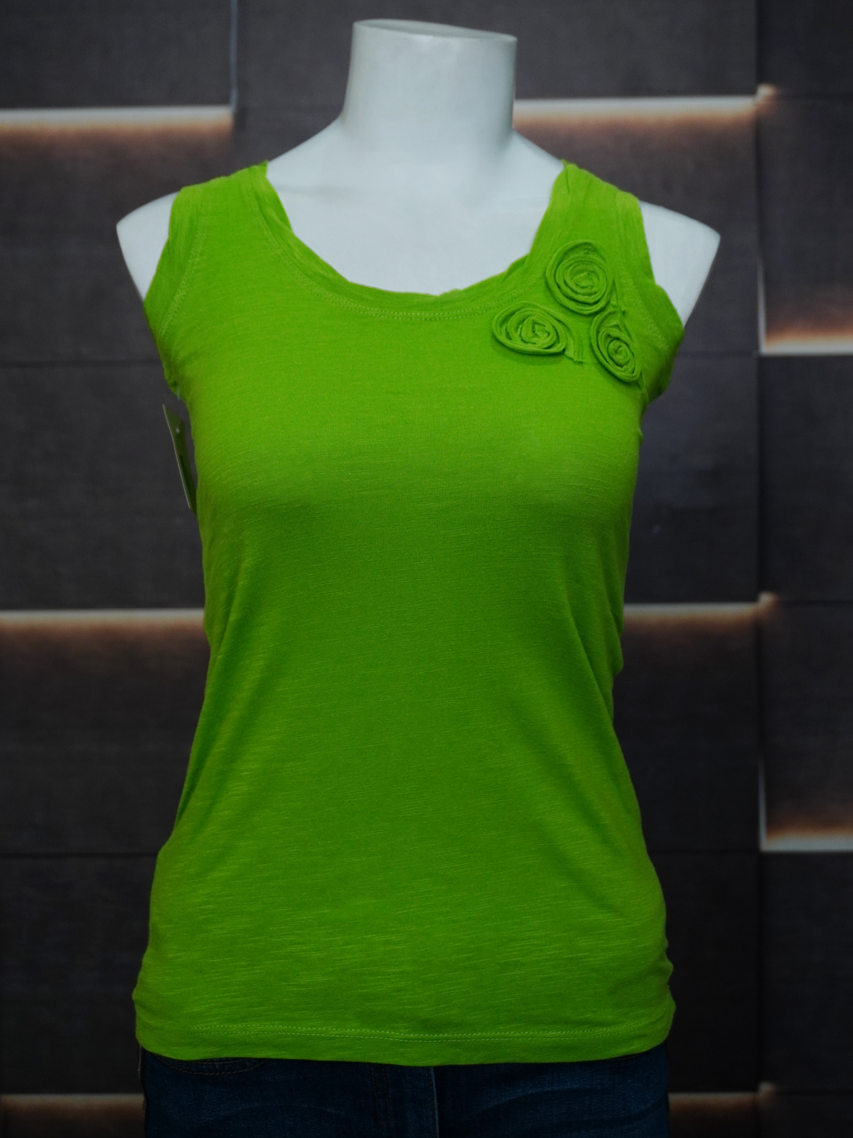 Women’s Solid Sleeveless Camisole – Soft Cotton Tank Top with Floral Shoulder Detail