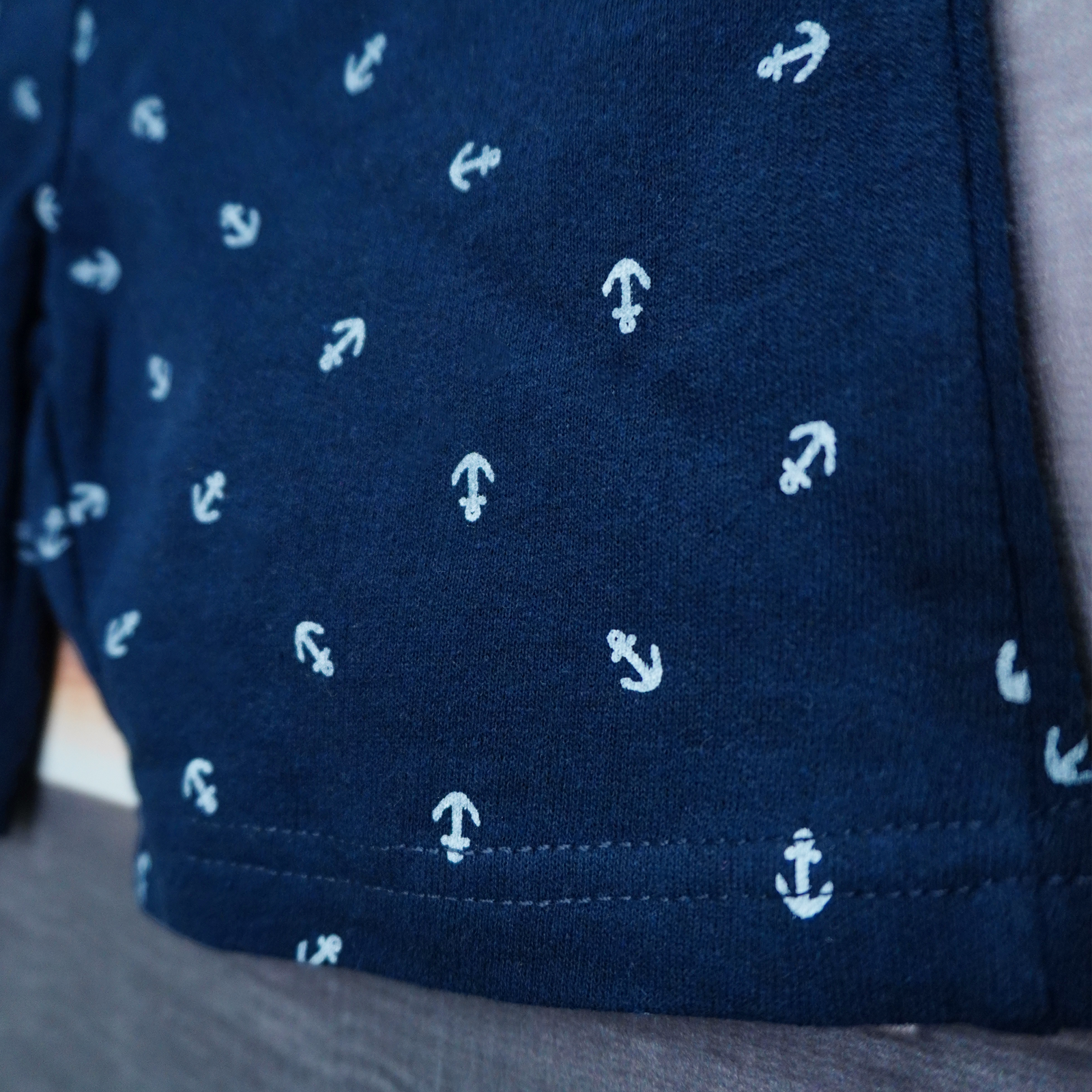Kids Navy Blue Anchor Printed Cotton Shorts