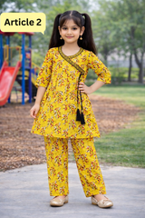 Kids Traditional Printed Kurti Trouser Set