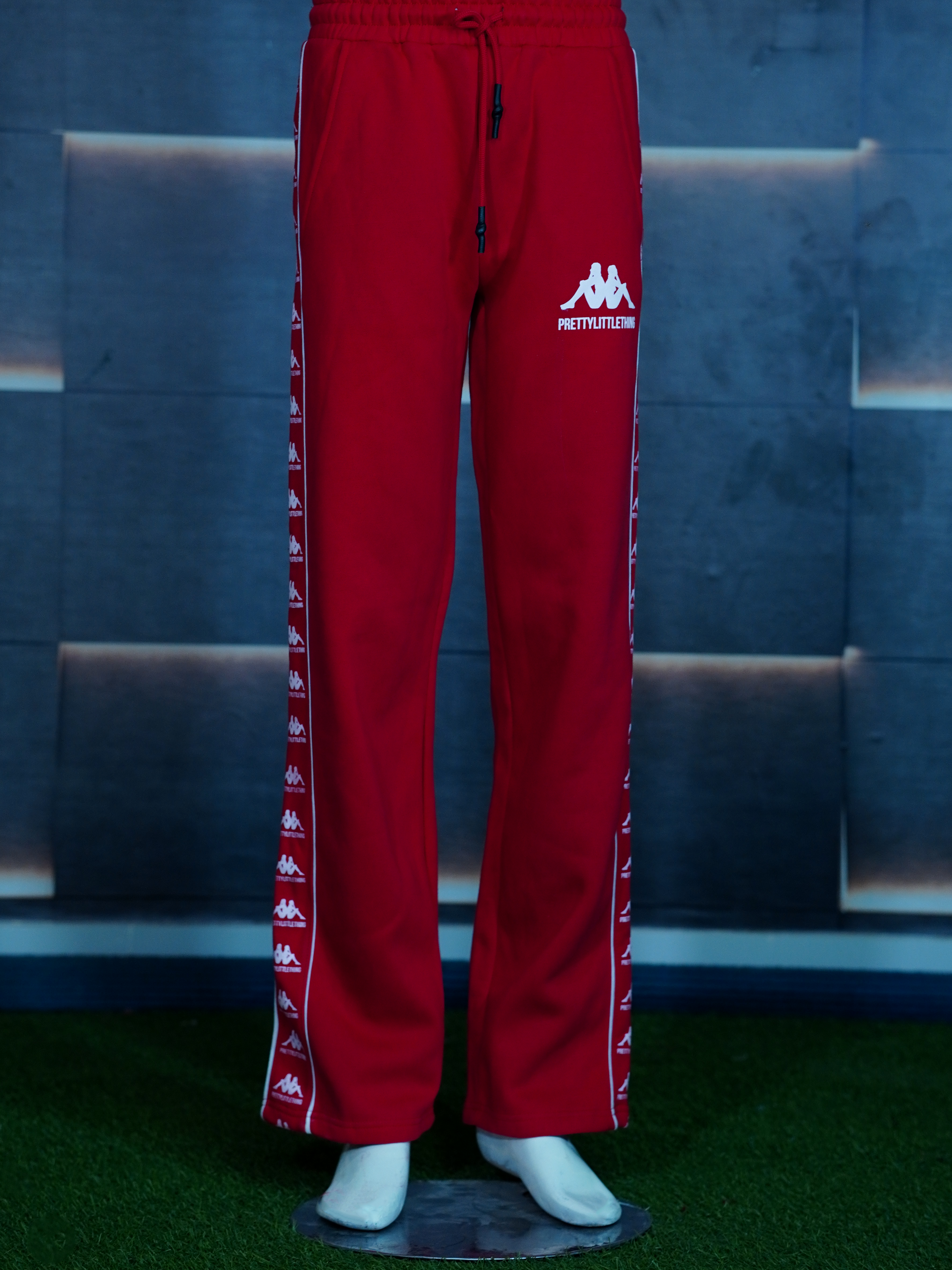 Red Fleece Trouser with Side Tape Design – Premium Streetwear Edition