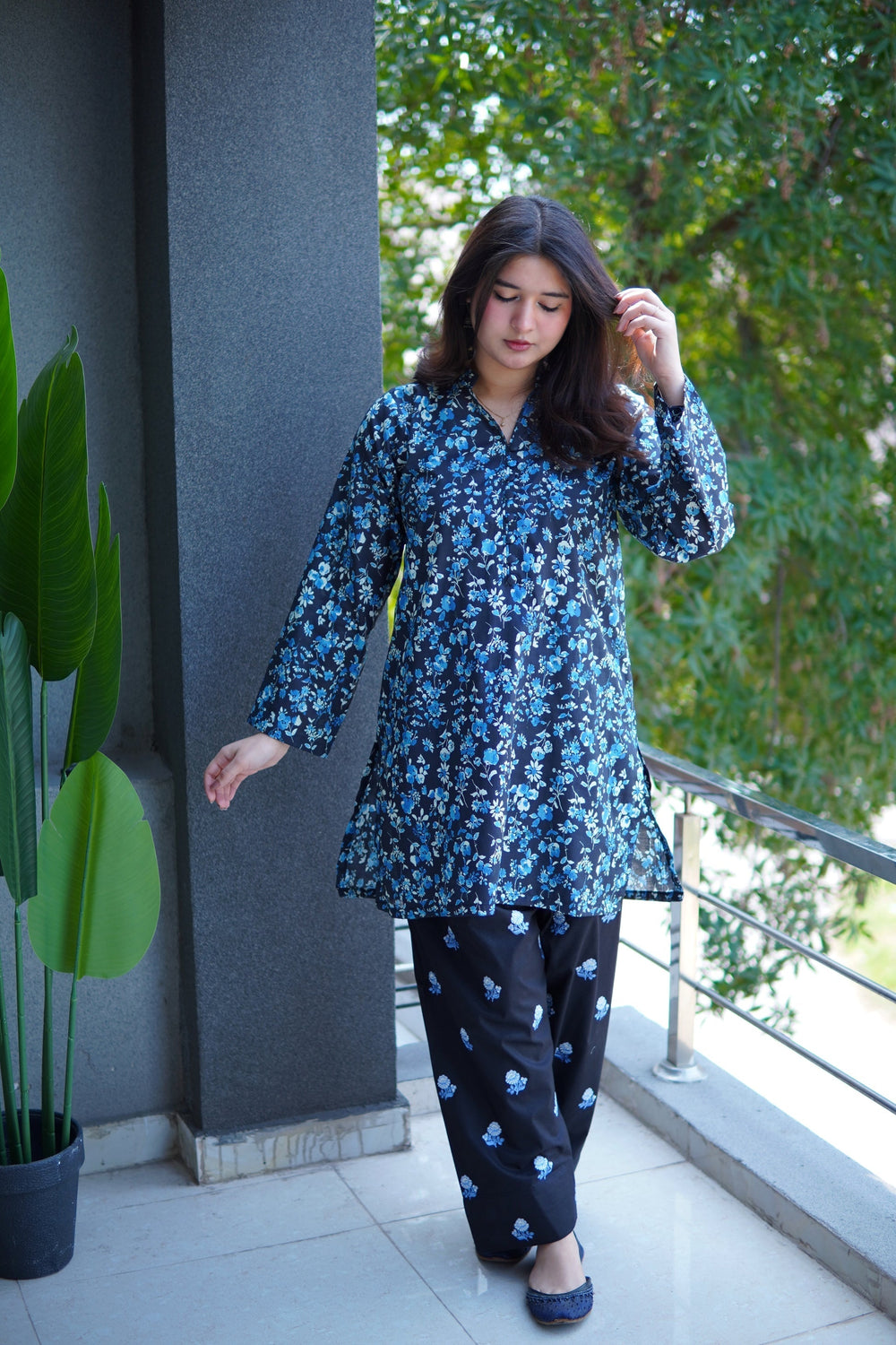 Farshi Shalwar blue - Brands Kahani