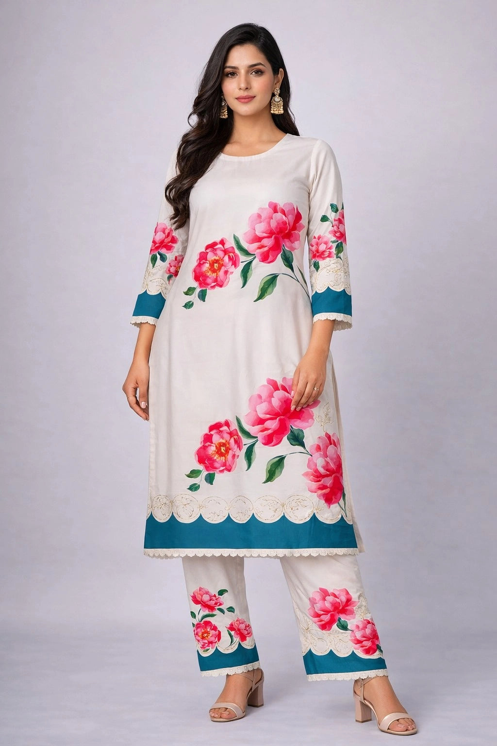 Ladies printed long suit 2 piece