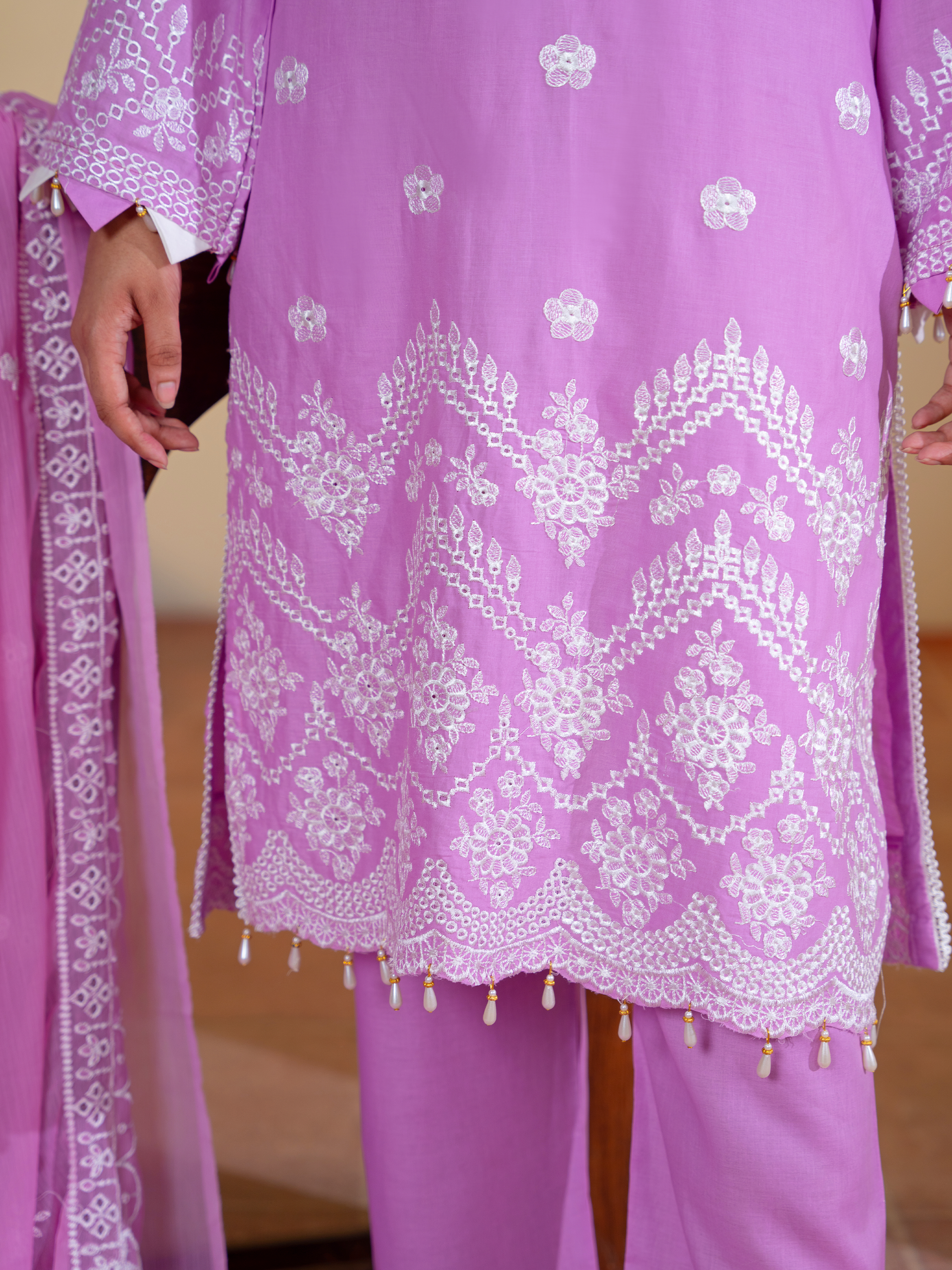 Light Pink Embroidered Lawn 3 Piece Suit with Matching Dupatta | Kahani 47