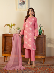 Pink Embroidered 3-Piece Suit – Kahani 47 Premium