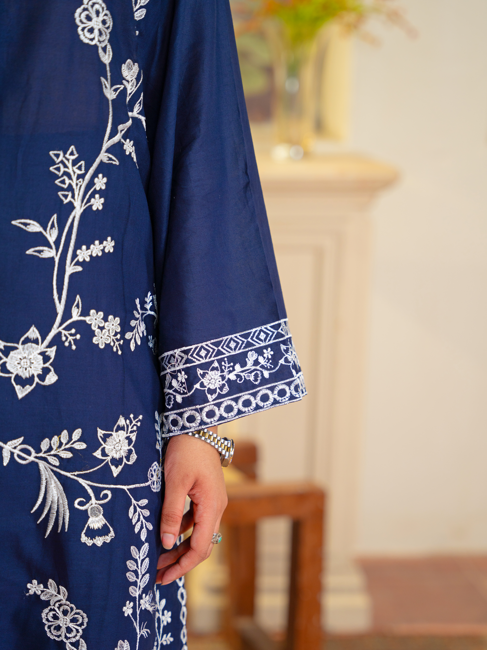 Elegant Navy Blue Embroidered Kurta with Dupatta - Stylish & Comfortable | Kahani 47 - Brands Kahani