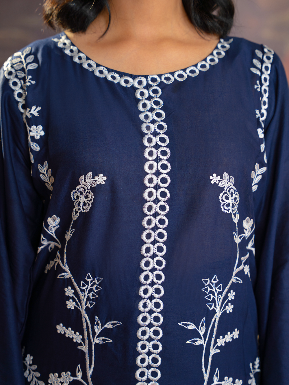 Elegant Navy Blue Embroidered Kurta with Dupatta - Stylish & Comfortable | Kahani 47 - Brands Kahani