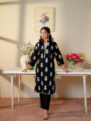 Elegant Black & White Embroidered Kurta with Dupatta - Stylish & Comfortable | Kahani 47 - Brands Kahani