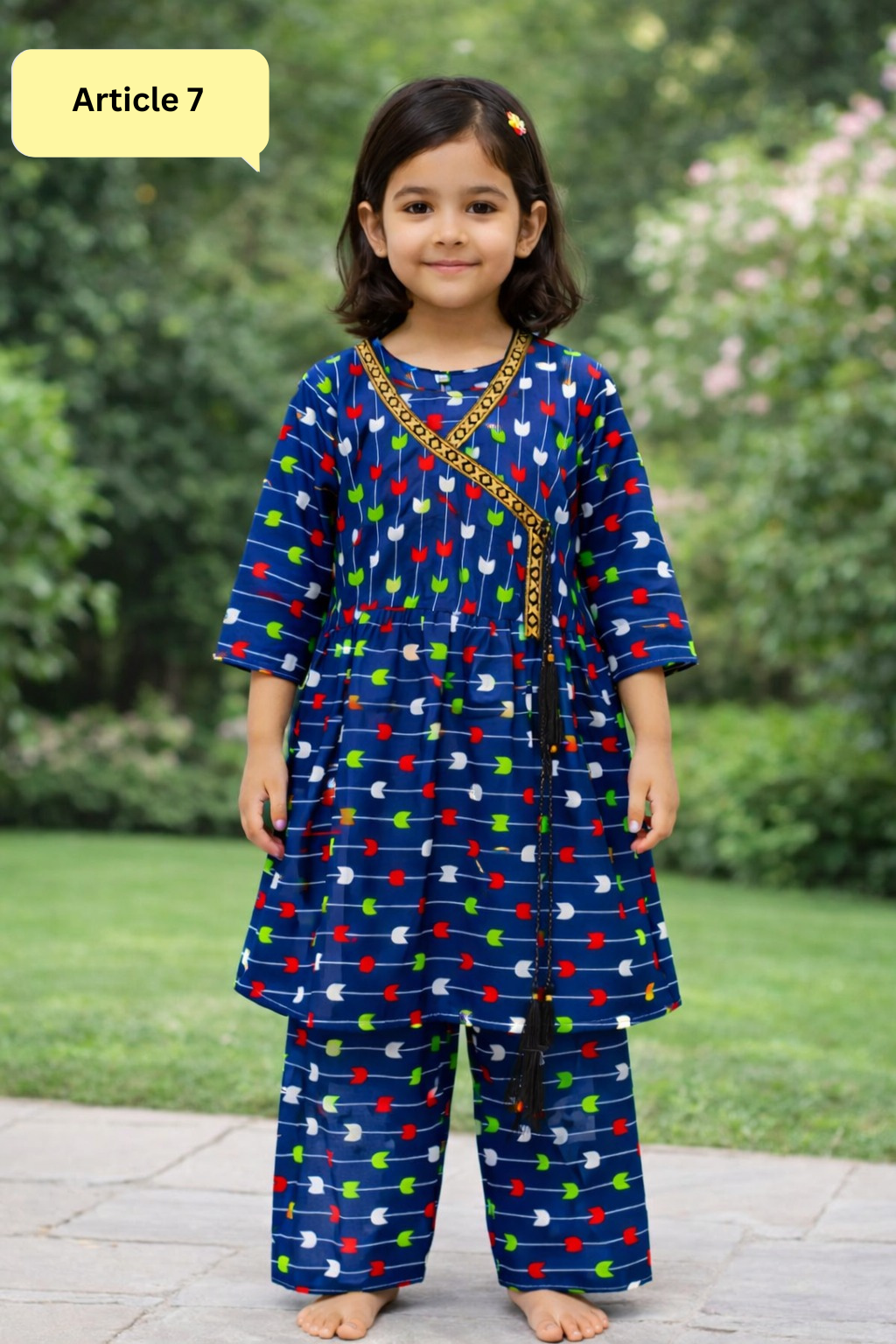 Kids Traditional Printed Kurti Trouser Set
