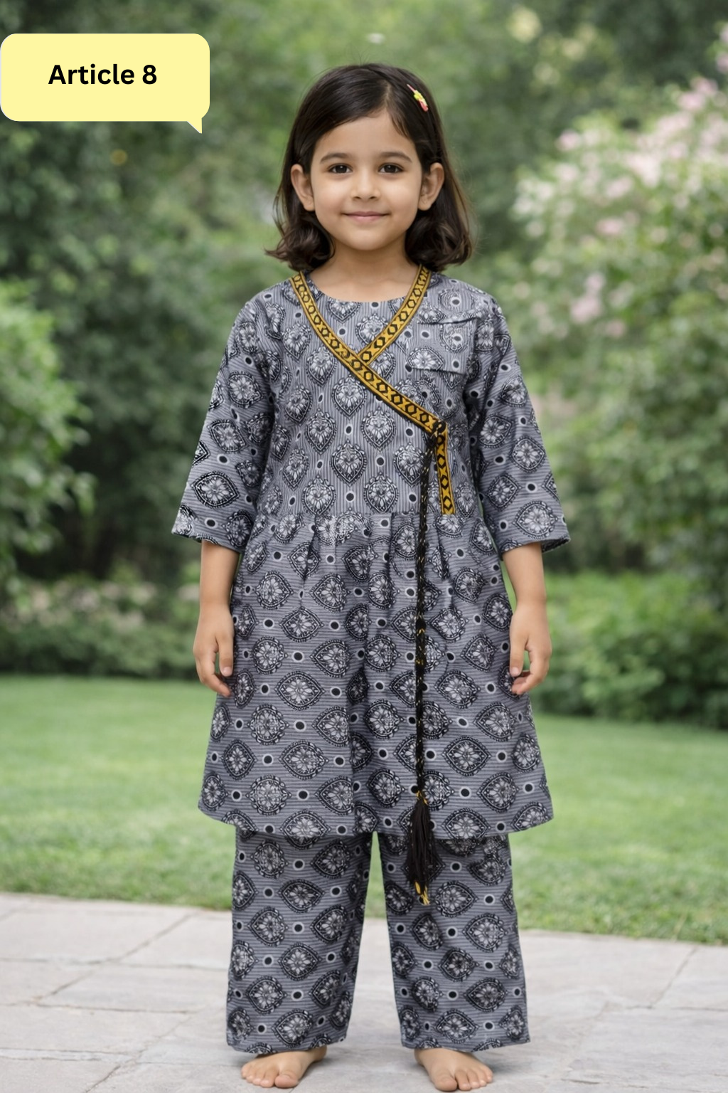 Kids Traditional Printed Kurti Trouser Set