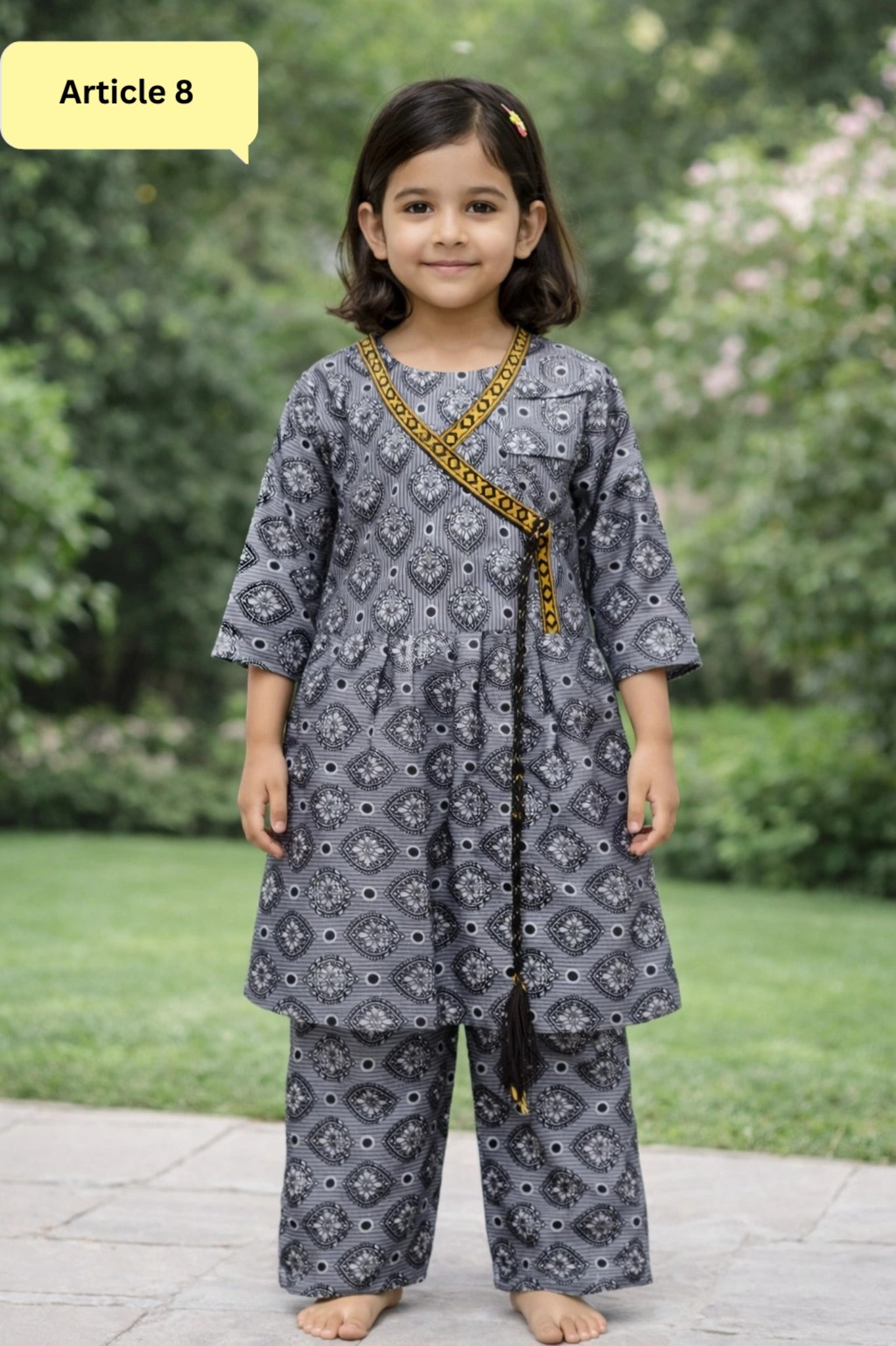 Kids Traditional Printed Kurti Trouser Set