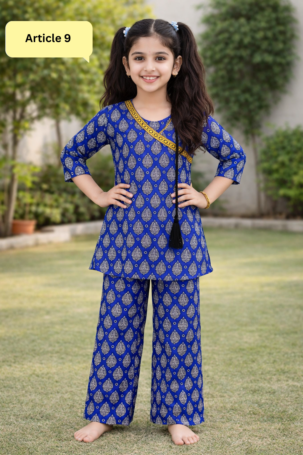 Kids Traditional Printed Kurti Trouser Set