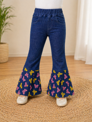 Kids Butterfly Flare Denim Pants