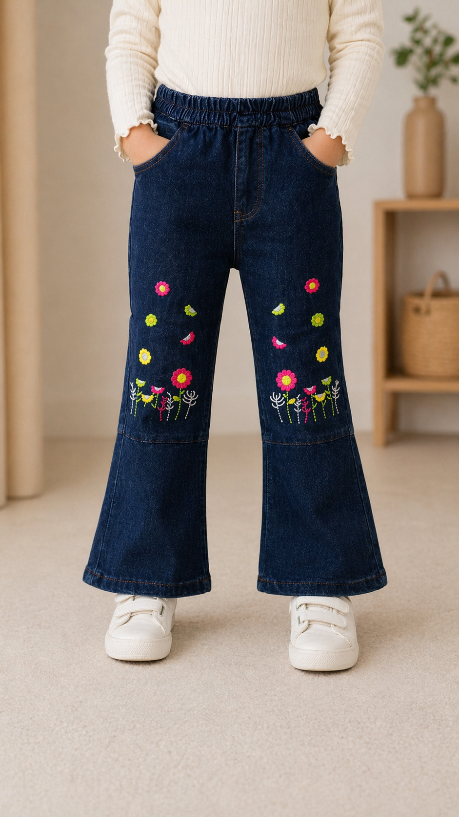 Kids Butterfly Flare Denim Pants