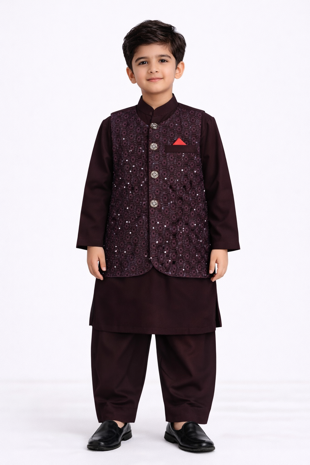 Kurta with Printed Waistcoat