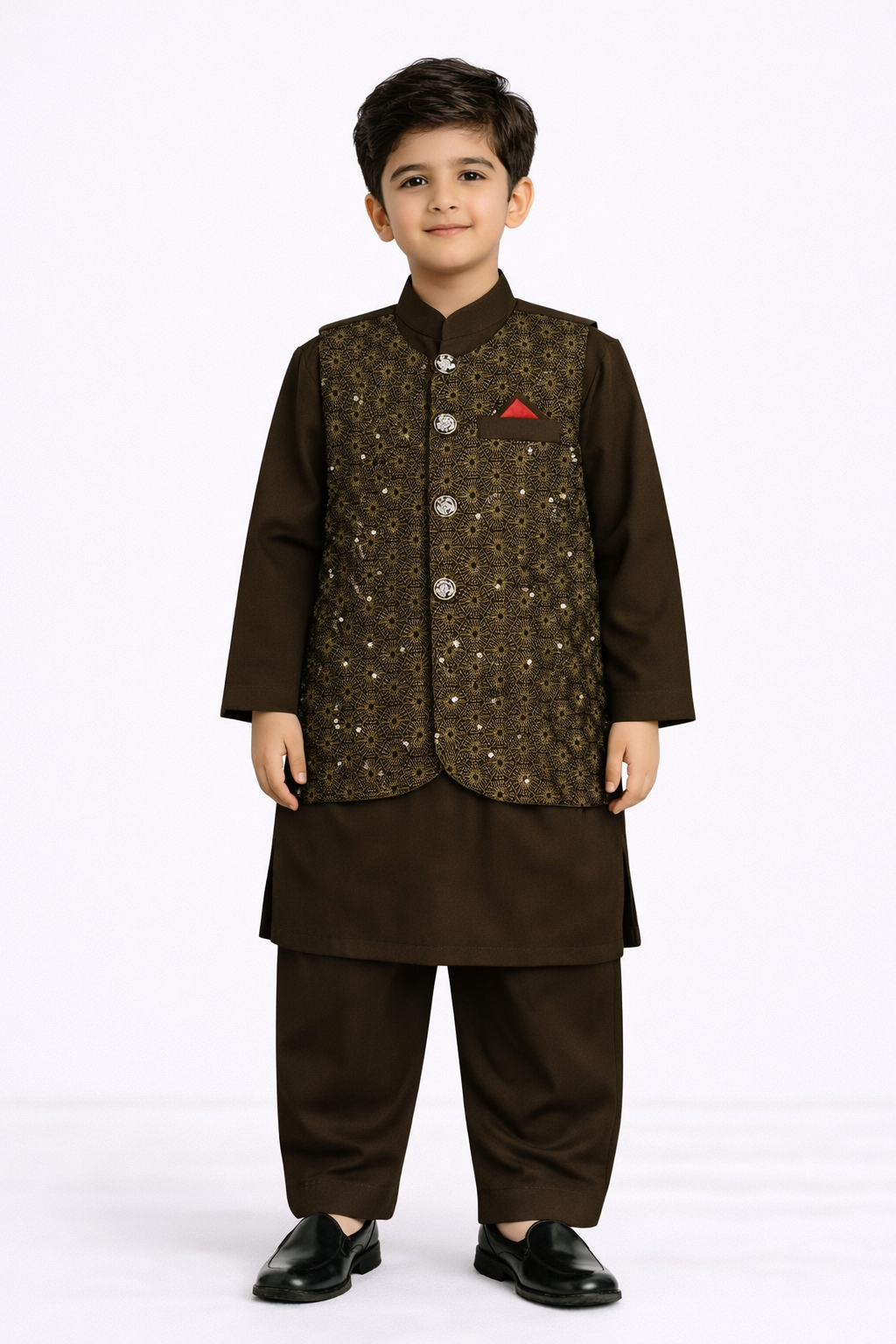 Kurta with Printed Waistcoat