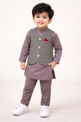 Kurta with Printed Waistcoat