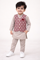 Kurta with Printed Waistcoat