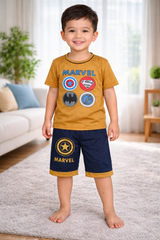 Cartoon Print T-Shirt & Shorts Sets