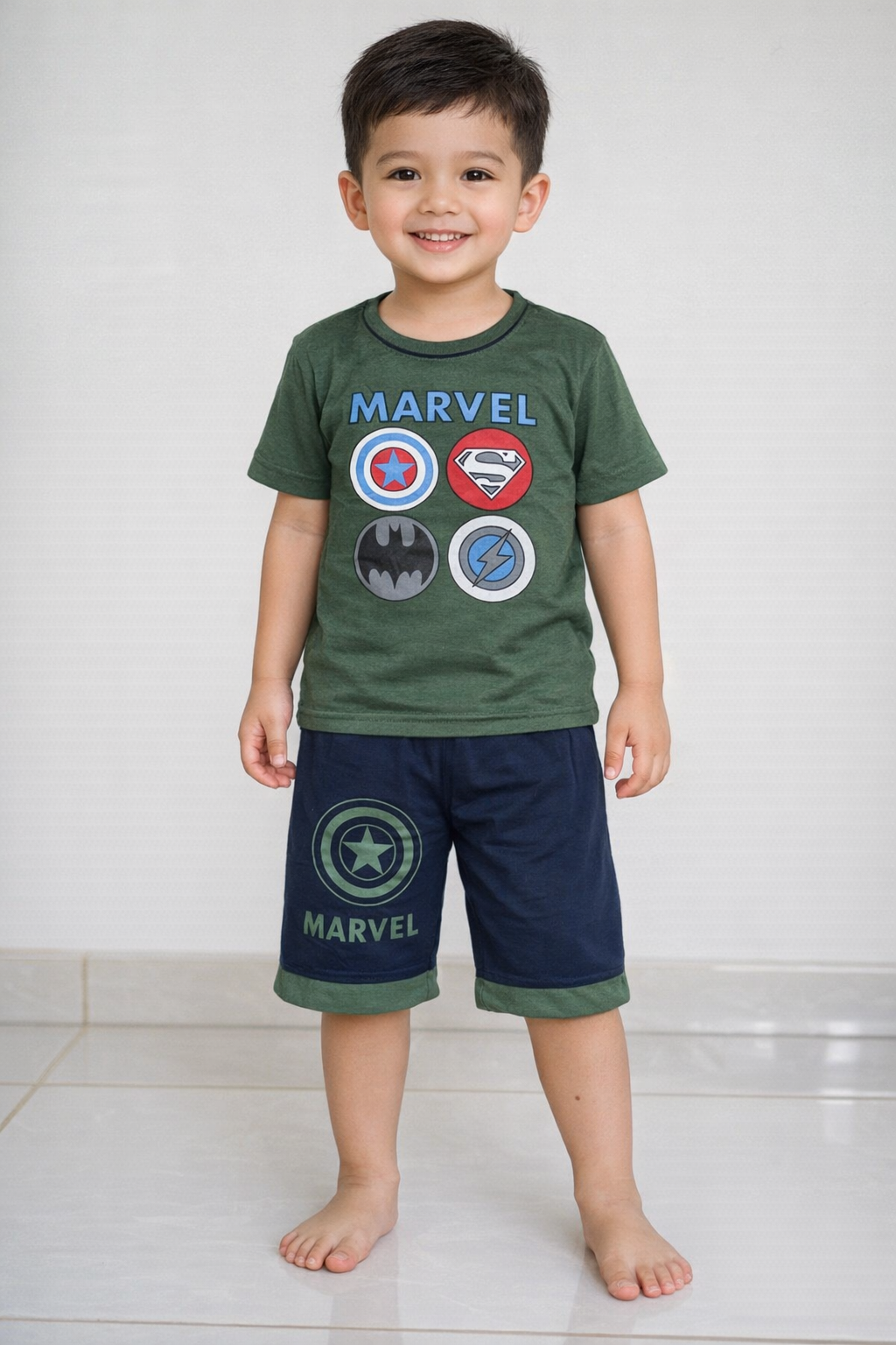 Cartoon Print T-Shirt & Shorts Sets