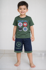Cartoon Print T-Shirt & Shorts Sets
