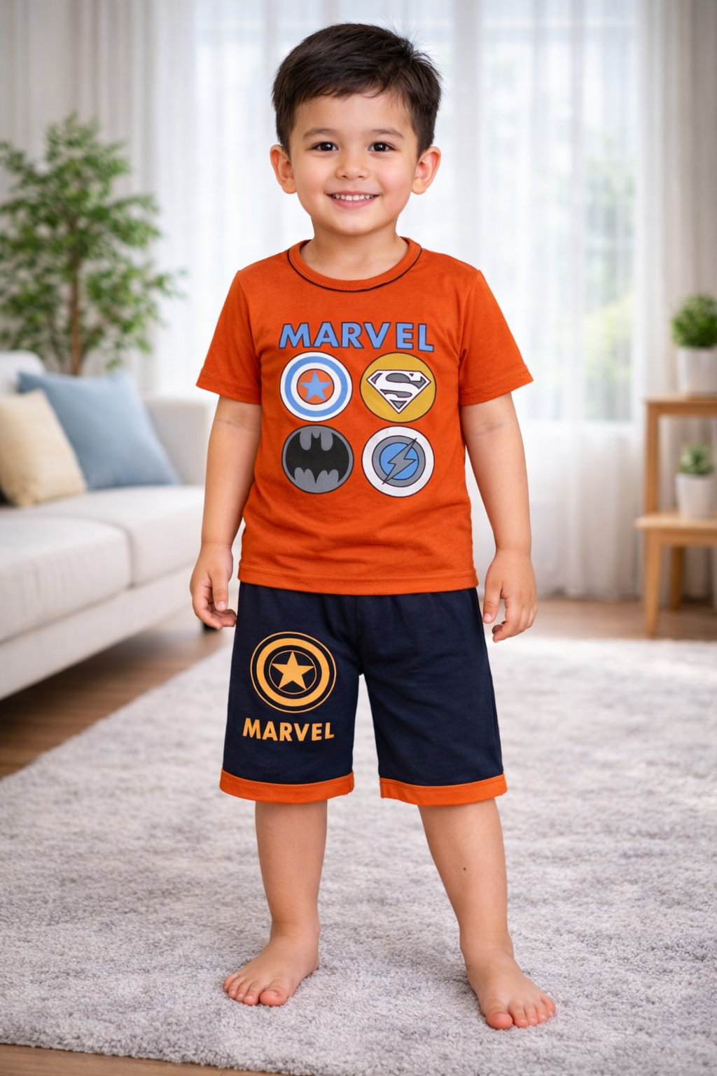 Cartoon Print T-Shirt & Shorts Sets