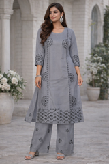 Trendy Embroidered 2 pcs suit