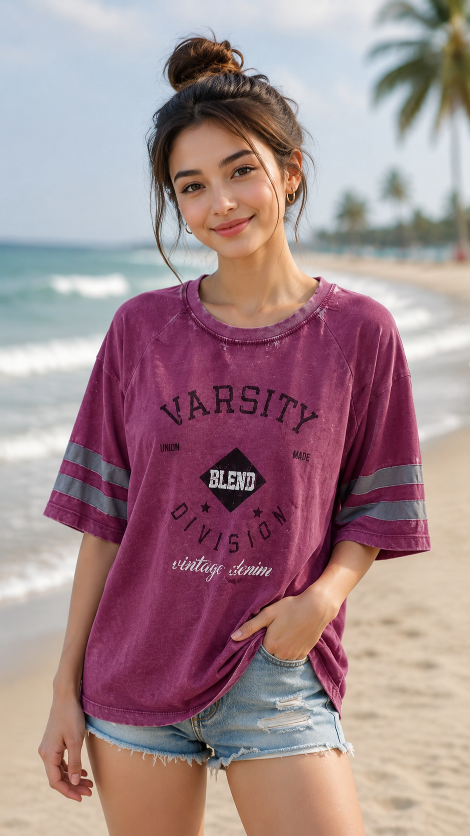 Burn Wash Drop Shoulder Girls Tee