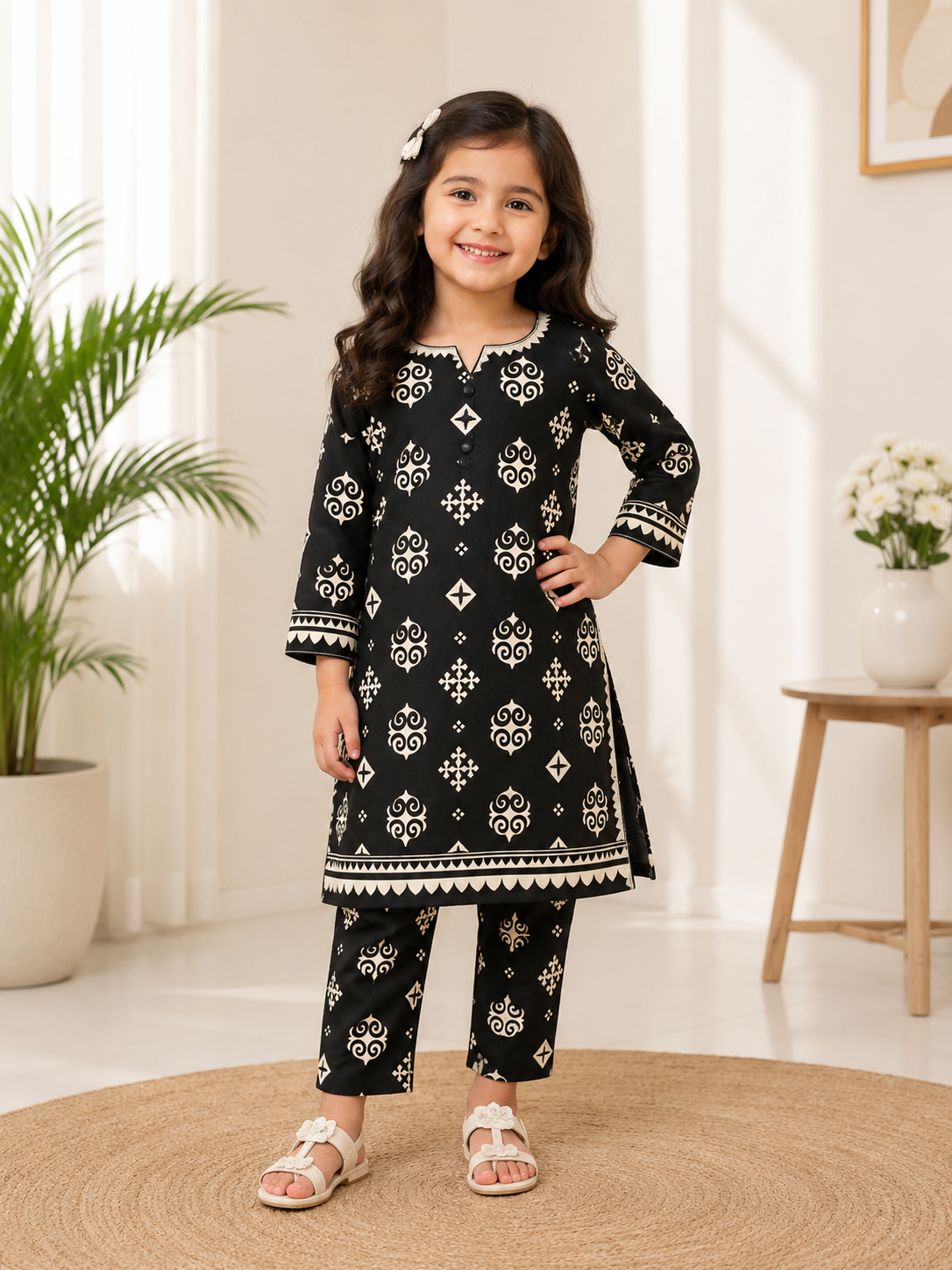 Girls Summer Printed Cute Floral Suit