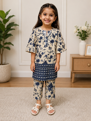 Girls Summer Printed Cute Floral Suit