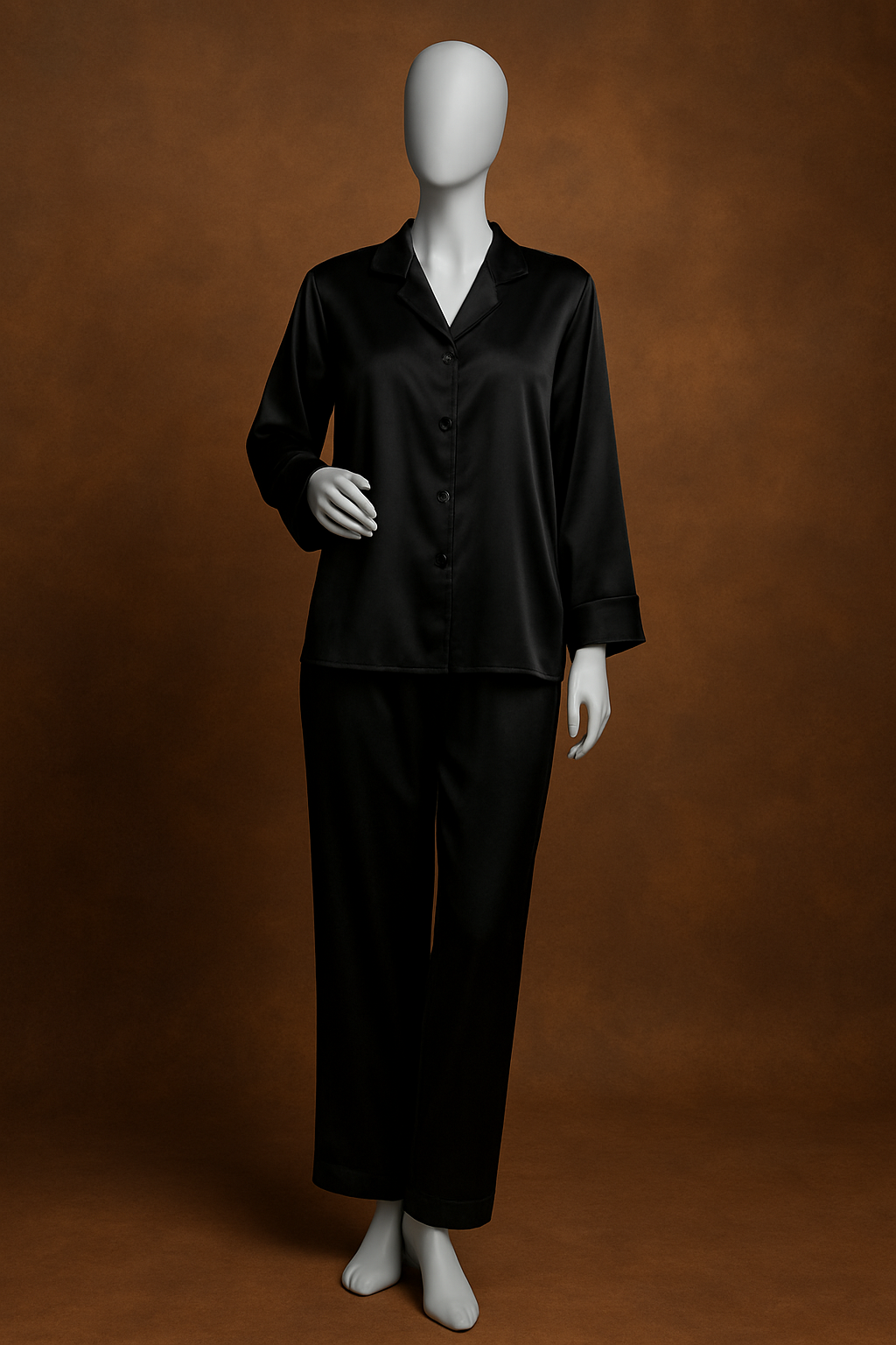 Women’s Silk Night Suit – Full Sleeves & Trouser Set