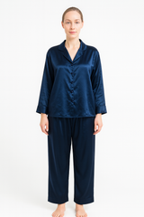 Women’s Silk Night Suit – Full Sleeves & Trouser Set