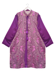 3-Piece Open Shirt Frock Set – Dark Purple Elegance - Brands Kahani