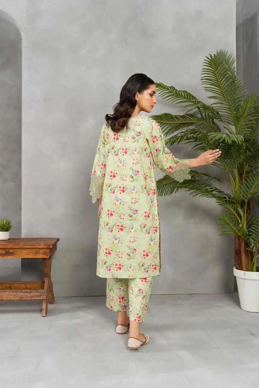 Attirepret Elegant Floral 2-Piece Cambric Suit - Brands Kahani
