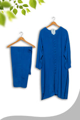 Royal Blue Minimalist 2-Piece Co-Ord Set – Everyday Elegance - Brands Kahani
