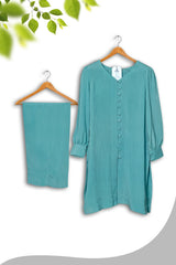 Sea Green 2-Piece Suit Set | Semi-Formal & Casual Women’s Wear – Kahani47 - Brands Kahani