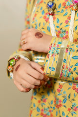 Mustard Floral Printed 3-Piece Lawn Suit – Festive Edition - Brands Kahani