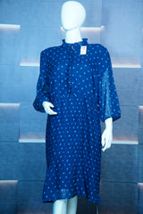 All-Over Floral Print Midi Dress with Shirred Detail and Tie-Ups
